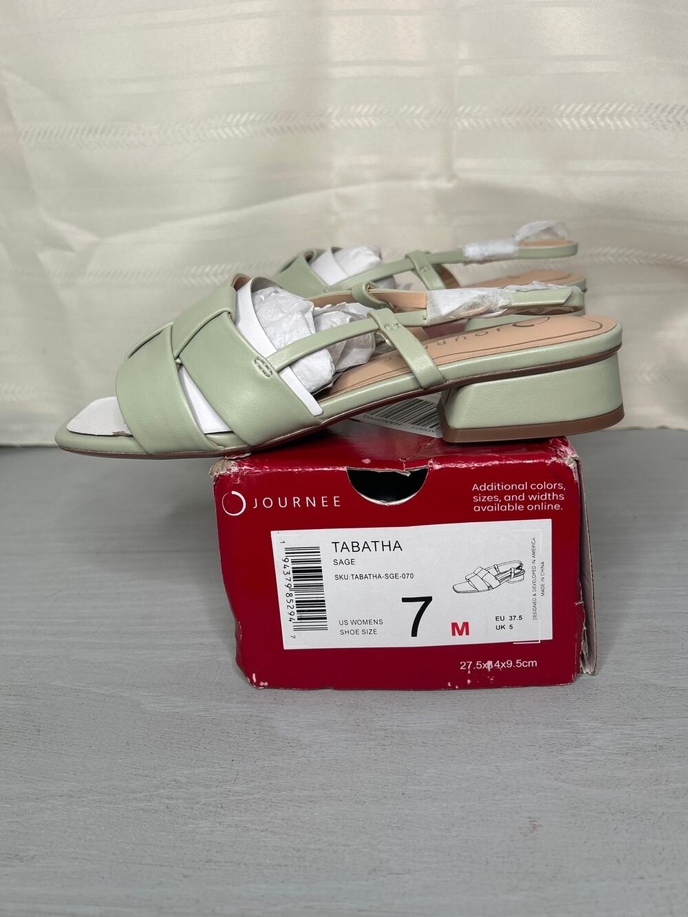 Journee Collection Tabatha Block Heel Ankle Strap Sandals Sage Size 7M